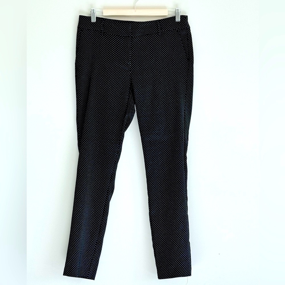 Adrienne Vittadini Black & White Polka Dot Regular Style Pants with Side Pockets